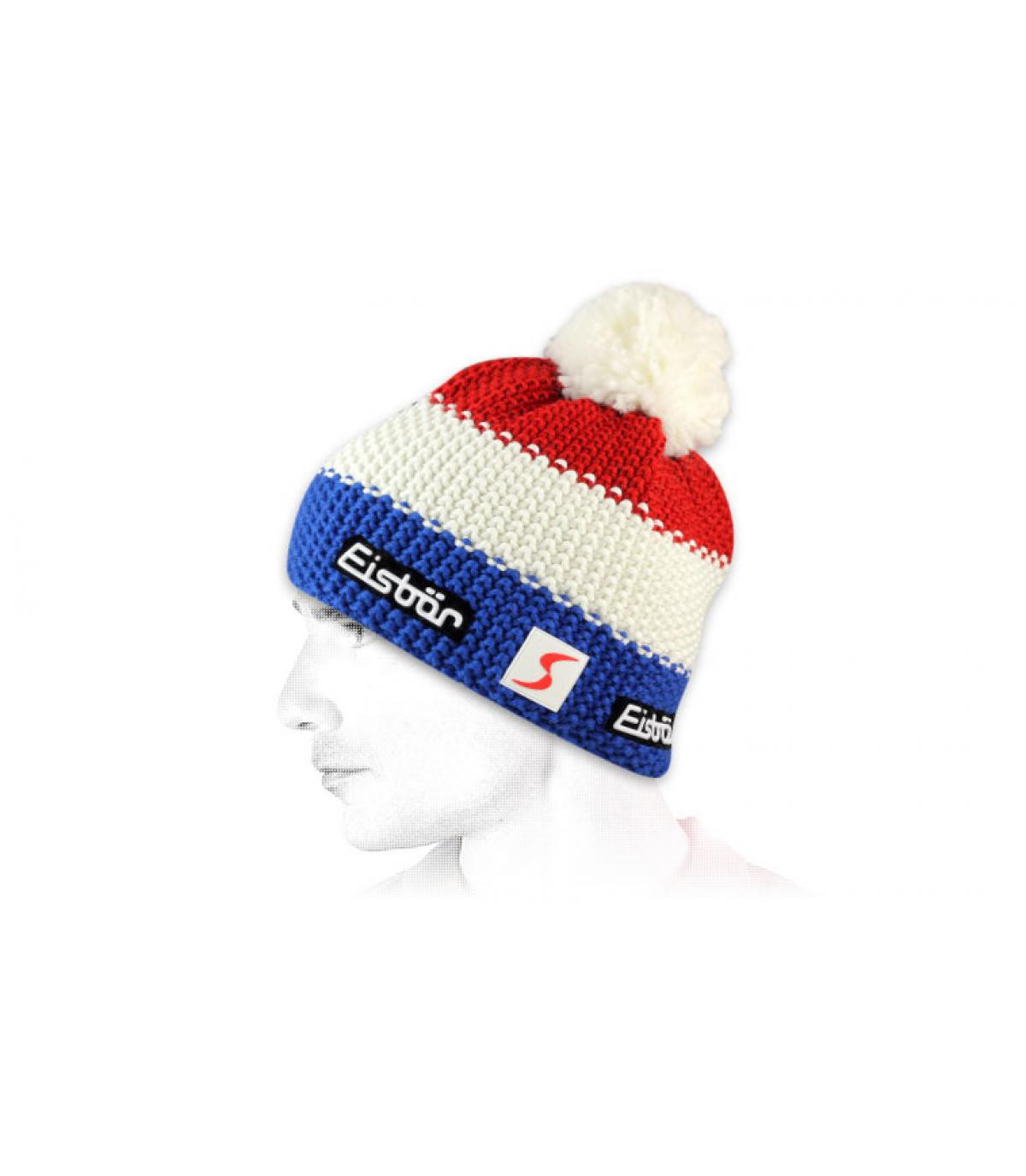 Blauw wit rode muts Beanie Star France Blauw wit rode muts Beanie Star France